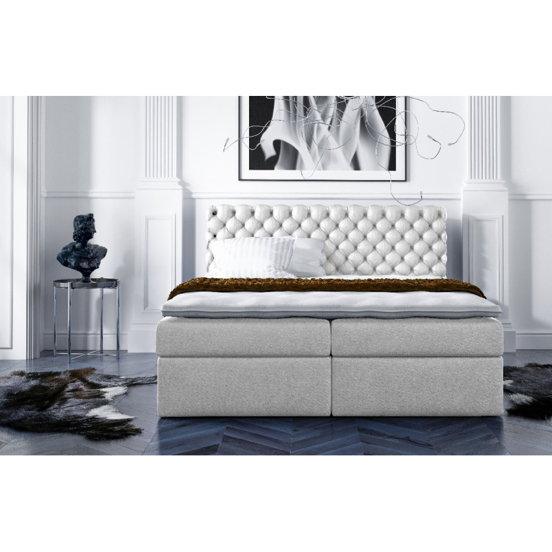 Giulio stílusos kontinentális ágy, krémszínű, 160 + ingyenes topper