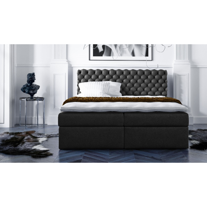 Giulio stílusos kontinentális ágy, fekete, 160 + ingyenes topper