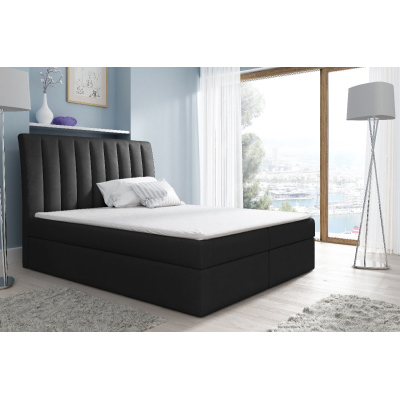 Kaspis kontinentális ágy, fekete 200 x 200 + ingyenes topper