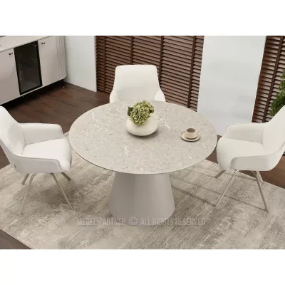 DONIS kerek étkezőasztal 120 cm - szürke márvány / szürke