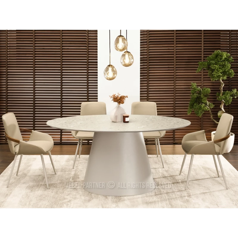 Ovális étkezőasztal 160x90 cm ELIAM - szürke márvány / szürke