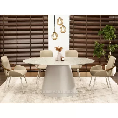 Ovális étkezőasztal 160x90 cm ELIAM - szürke márvány / szürke
