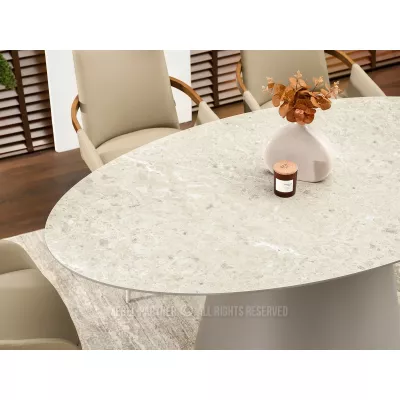 Ovális étkezőasztal 160x90 cm ELIAM - szürke márvány / szürke