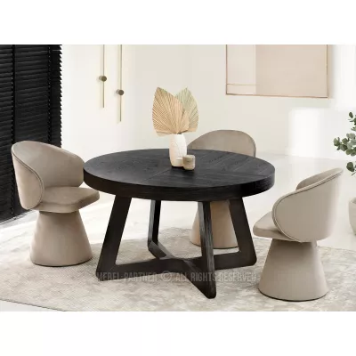 SABRIN kerek, kihúzható asztal 130(230)x130 - fekete