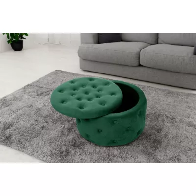 SELMIRA kerek szék tárolóhellyel - üvegzöld