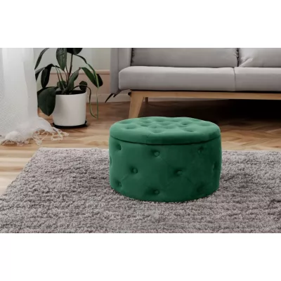 SELMIRA kerek szék tárolóhellyel - üvegzöld