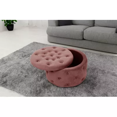 SELMIRA kerek szék tárolóhellyel - rózsaszín