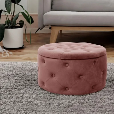 SELMIRA kerek szék tárolóhellyel - rózsaszín