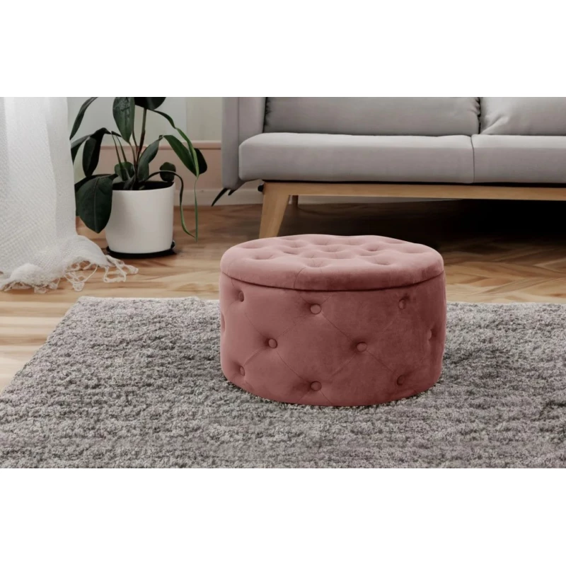 SELMIRA kerek szék tárolóhellyel - rózsaszín