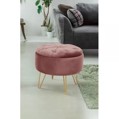 Elegáns DRAVIEN szék tárolóhellyel - rózsaszín / arany