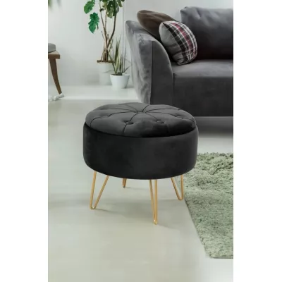 Elegáns DRAVIEN szék tárolóhellyel - fekete / arany