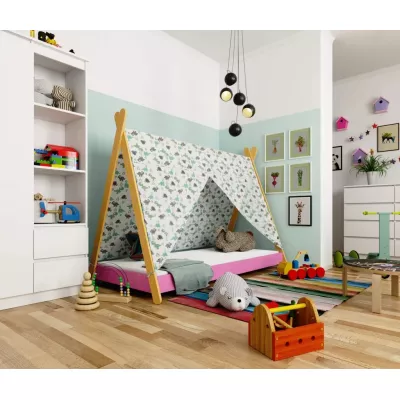 Gyerekágy ház 80x180 ESMORIA - rózsaszín / barna