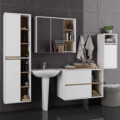 MARLION fürdőszoba szett - fehér / sonoma tölgy