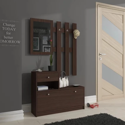 SIRIEL előszobai fal tükörrel - wenge