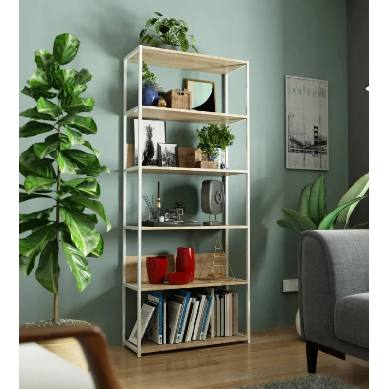 Fém polctartó 80 cm TOMIRAN - fehér / sonoma tölgy