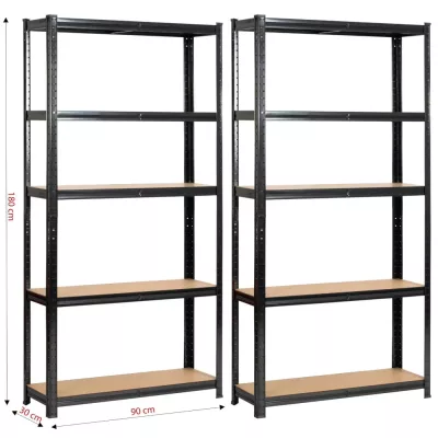 Fém polckészlet otthonra 90 cm QARIAN - fekete