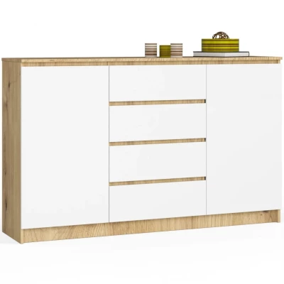 Széles, kombinált fiókos komód SAVRILA - artisan tölgy / fehér