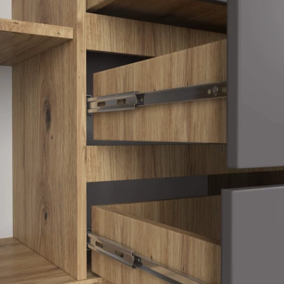 Széles, kombinált fiókos komód SAVRILA - artisan tölgy / szürke