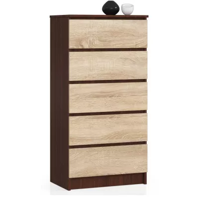 SAVRILA magas fiókos szekrény - wenge / sonoma tölgy