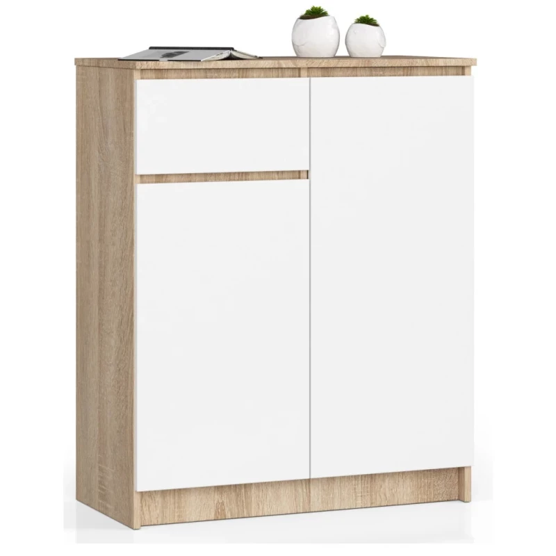 Fiókos komód fiókkal és ajtóval SAVRILA - sonoma tölgy / fehér