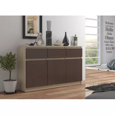 Fiókos és ajtós komód SAVRILA - sonoma tölgy / wenge