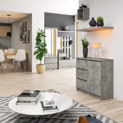 Fiókos komód fiókokkal és ajtókkal CIELA - beton