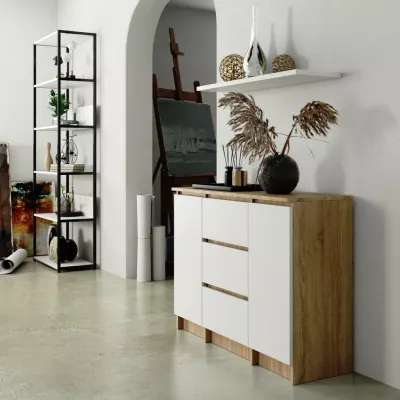 Kombinált fiókos komód JUNIPER - sonoma tölgy / fehér