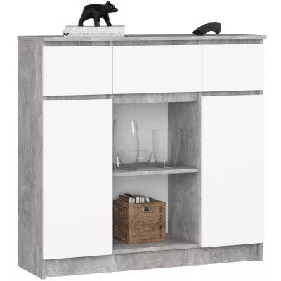 Fiókos komód fiókokkal és ajtókkal JUNIPER - beton / fehér