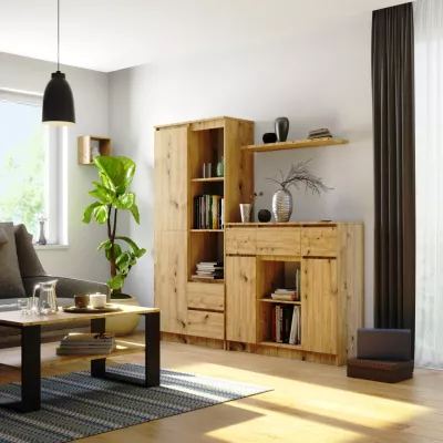 Fiókos komód fiókokkal és ajtókkal JUNIPER - artisan tölgyfa