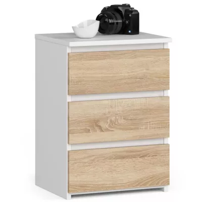 Kis éjjeliszekrény VALESTRA - fehér / sonoma tölgyfa