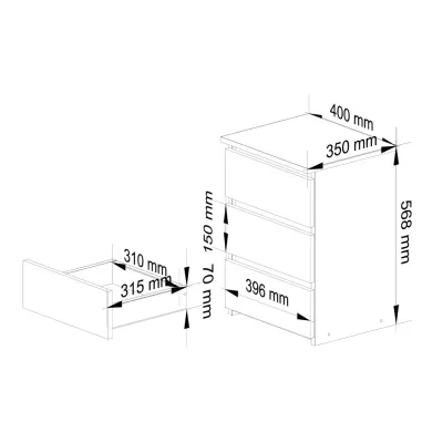 Kis éjjeliszekrény VALESTRA - sonoma tölgy / fehér