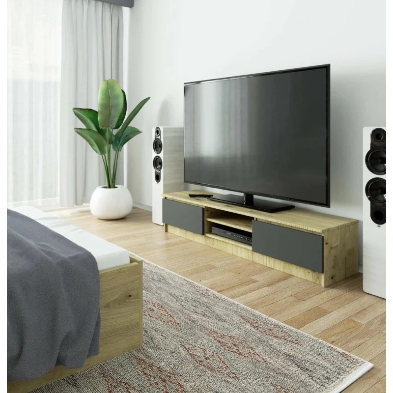TV szekrény YMARIN - artisan tölgy / szürke