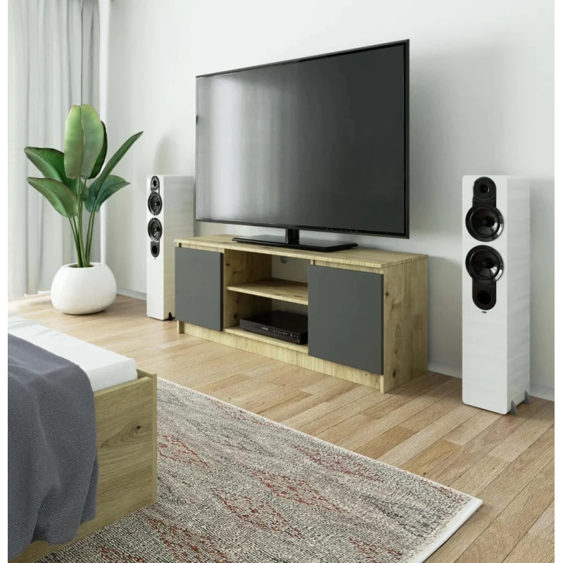 TV állvány ajtókkal YMARIN - artisan tölgy / szürke