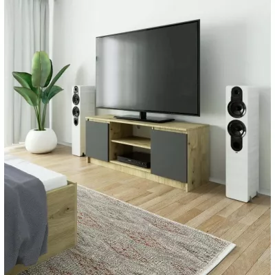 TV állvány ajtókkal YMARIN - artisan tölgy / szürke