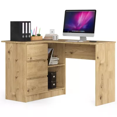 ALERON sarokasztal - artisan tölgyfa, balos változat