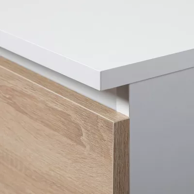 SILAN sarok íróasztal - fehér / sonoma tölgy, valódi felület