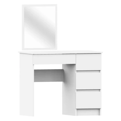 BRETIK fésülködőasztal fiókokkal és tükörrel - fehér, igazi dizájn