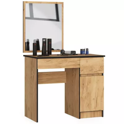 BRETIK fésülködőasztal tükrös tükrökkel - craft tölgy, valódi felületkezelés