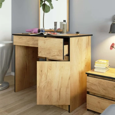 BRETIK fésülködőasztal tükrös tükrökkel - craft tölgy, valódi felületkezelés
