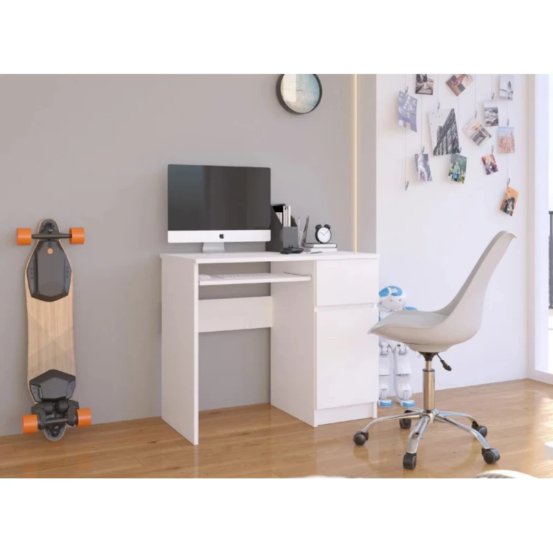 KALRION PC asztal - fehér, jobbos kivitel