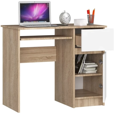 KALRION PC íróasztal - sonoma tölgy / fehér, igazi design