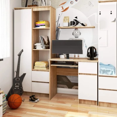 KALRION PC íróasztal - sonoma tölgy / fehér, igazi design