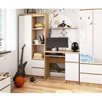 KALRION PC íróasztal - sonoma tölgy / fehér, igazi design