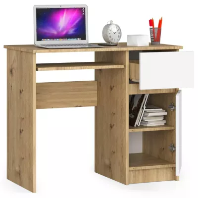 KALRION PC íróasztal - artisan tölgy / fehér, valódi felülettel
