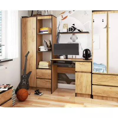 KALRION PC íróasztal - craft tölgy, valódi felületkezelés