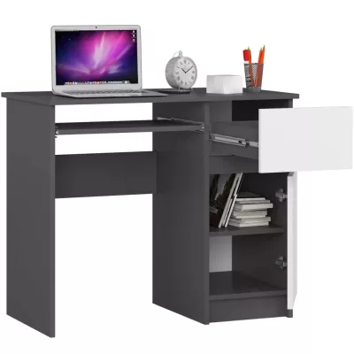 KALRION PC asztal - szürke / fehér, jobbos kivitel