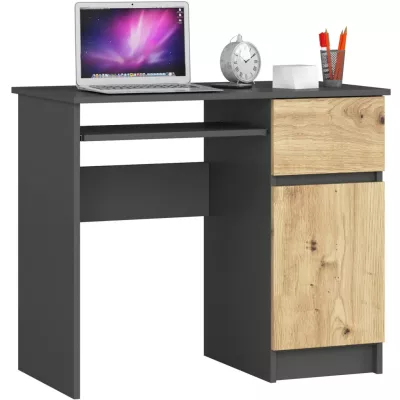 KALRION PC íróasztal - szürke / artisan tölgy, valódi felülettel