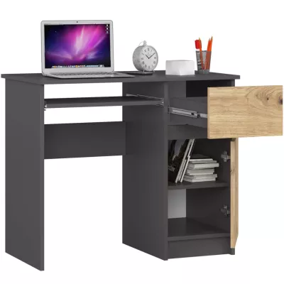 KALRION PC íróasztal - szürke / artisan tölgy, valódi felülettel