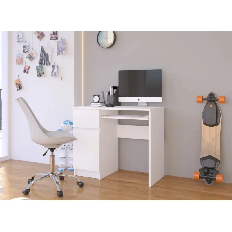 KALRION PC asztal - fehér, balos változat