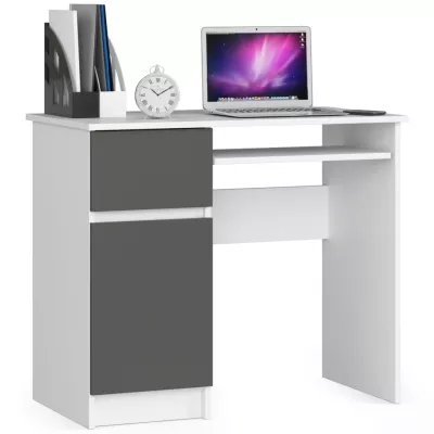 KALRION PC asztal - fehér / szürke, balos változat